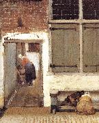 VERMEER VAN DELFT, Jan The Little Street (detail) wt oil painting reproduction